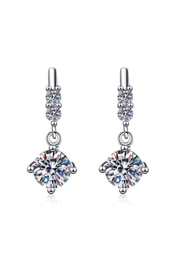 1-2cttw Moissanite Earrings for Women D Color VVS1 clarity Sterling Silver Diamond Drop Earrings Moissanite Dangle Earrings with Certificate