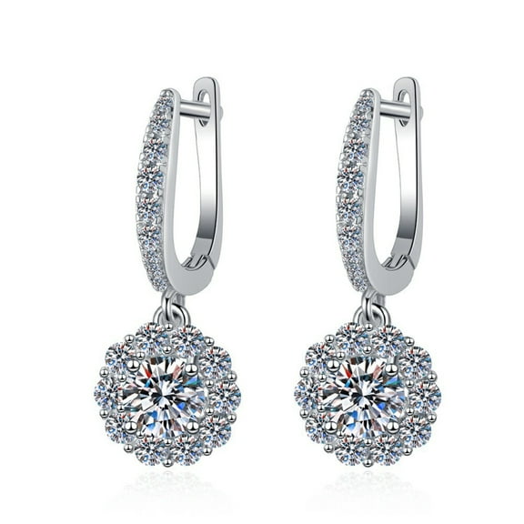 1-2cttw Moissanite Hoop Earrings for Women D Color VVS1 clarity Diamond Earrings Sterling Silver Moissanite Earrings for Women with Certificate