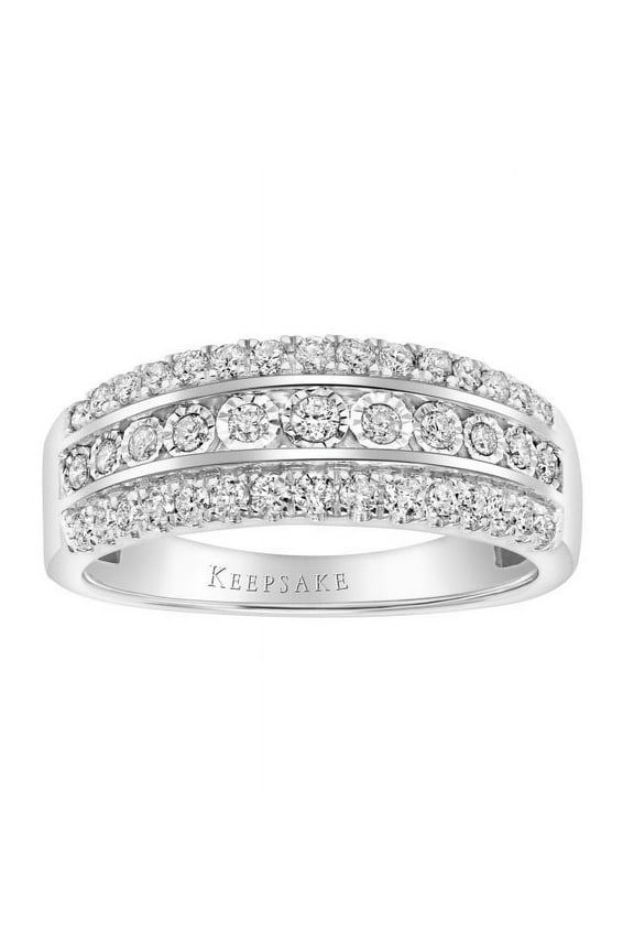1/2ctw Certified Genuine (H-I, I2) Diamond 14KT White Gold Ladies "Fawn" Wedding Band by Keepsake