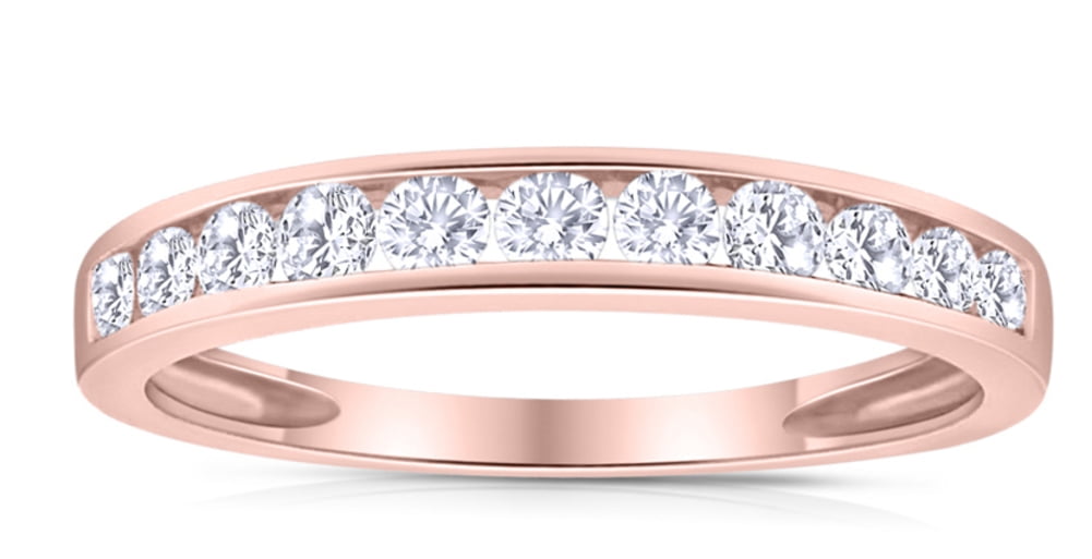 1/2ctw Diamond Channel Wedding Band in 10k Rose Gold