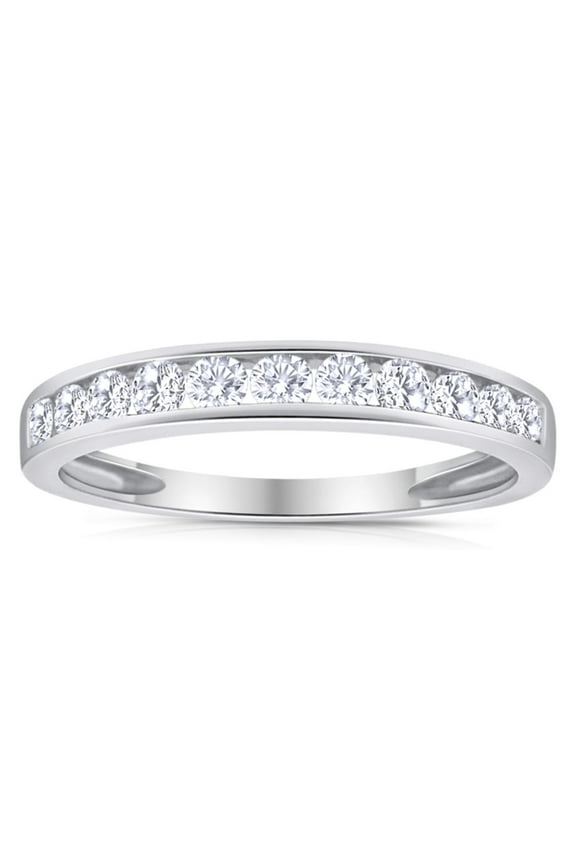 1/2 Carat TW Women's Diamond Channel Wedding Band in 10k White Gold (G-H Color, I1-I2 Clarity)