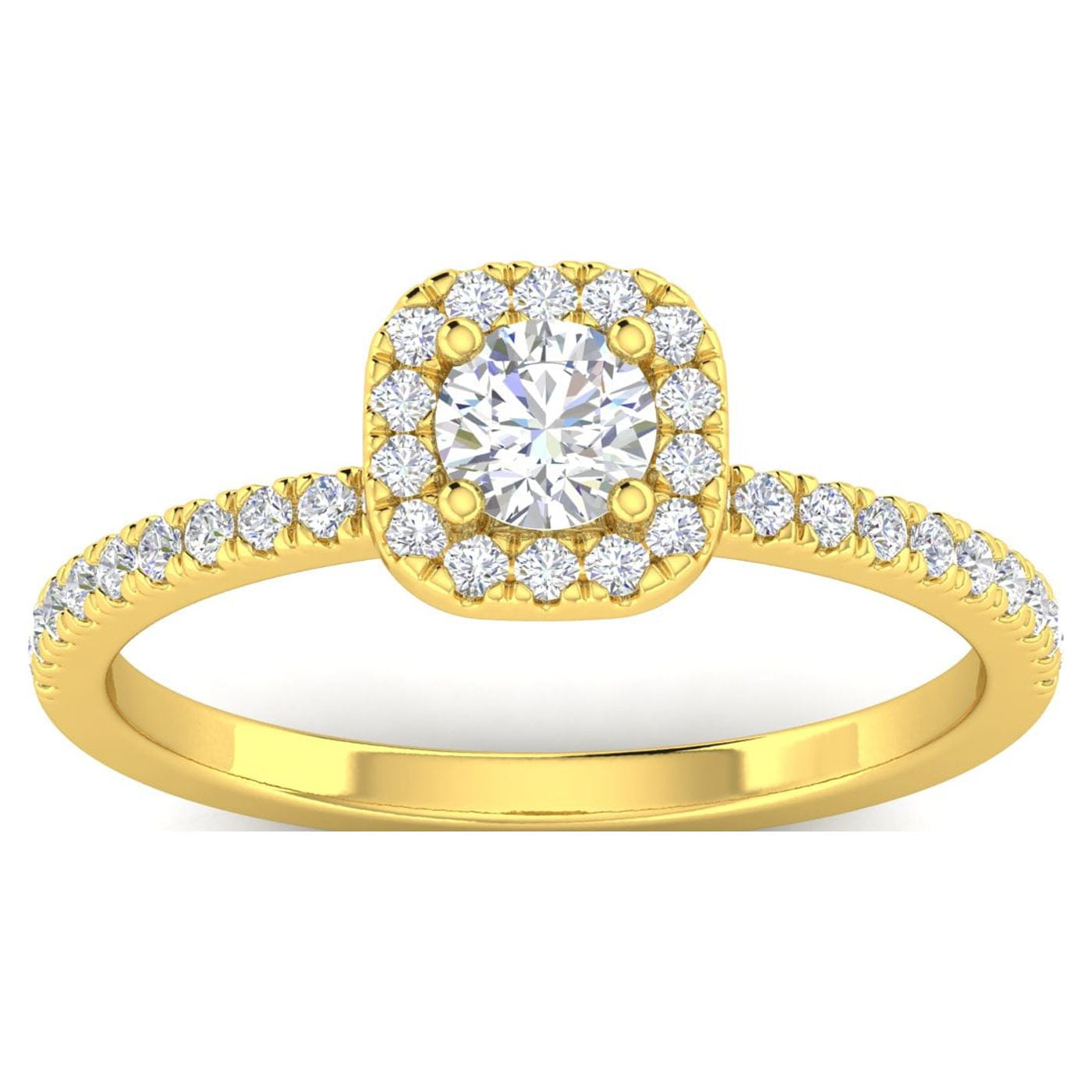 1/2ctw Diamond Halo Engagement Ring in 10k Yellow Gold - Walmart.com