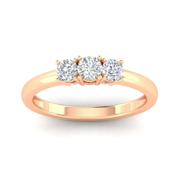 1/2ctw Diamond Three Stone Anniversary Ring in 10k Rose Gold (G-H, I2-I3)