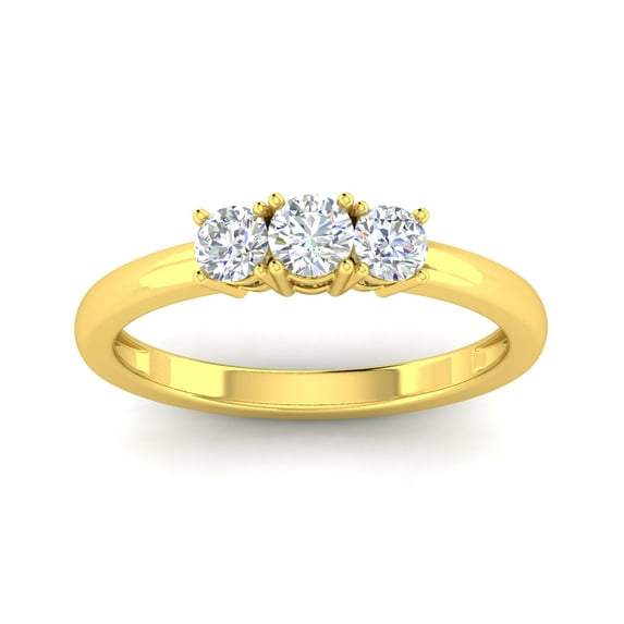 1/2ctw Diamond Three Stone Anniversary Ring in 10k Yellow Gold (G-H, I2-I3)