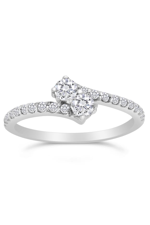 1/2ctw Diamond Two Stone Ring in 10k White Gold