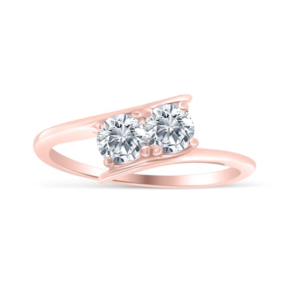 1/2ctw Diamond Two Stone Solitaire Engagement Ring in 10k Rose Gold (G-H, I1-I2)
