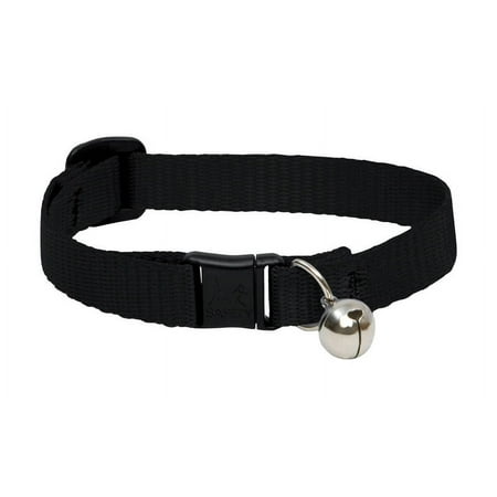 LupinePet Basics 1/2" Black Cat Safety Collar with Bell , 8-12"