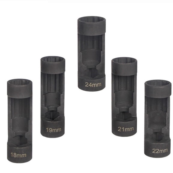 1/2in Drive 12 Point Strut Nut Socket Set 18-24mm Chrome Vanadium Steel for Front Suspension Strut Nut Removal on European Vehicles Durable Rustproof Tool