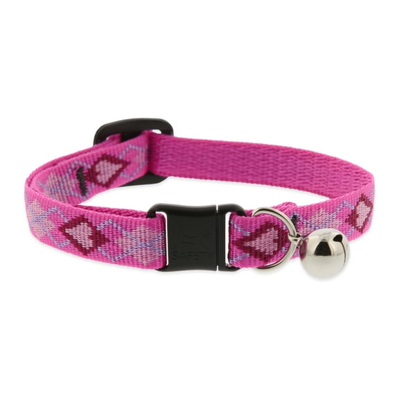 Breakaway Cat Collar with Bell by Lupine 1/2" Wide Puppy Love Design 8-12" Adjustable Length