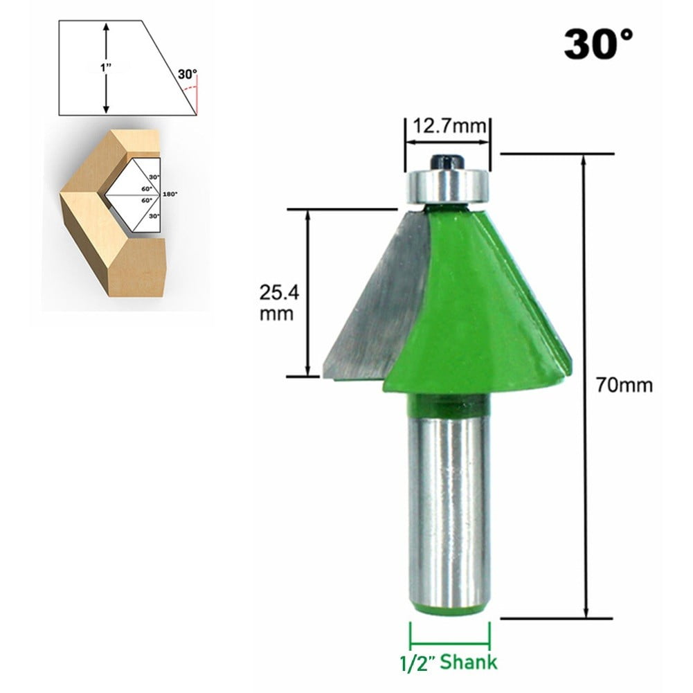 1/2in Shank Chamfer Router Bit 11.25 15 22.5 30 45Degree Milling Cutter