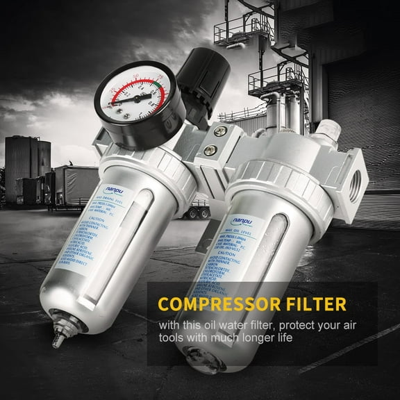 1/2inch Air Pressure Compressor Filter Gauge Trap Oil Water Regulator Tools Kit, Compressor Filter, Air Compressor Filter