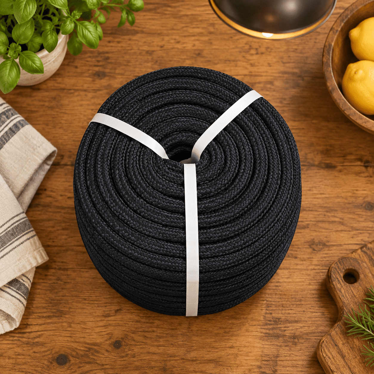 1/2inch x 200feet Black Double Braided Polyester Arborist Rigging Rope ...