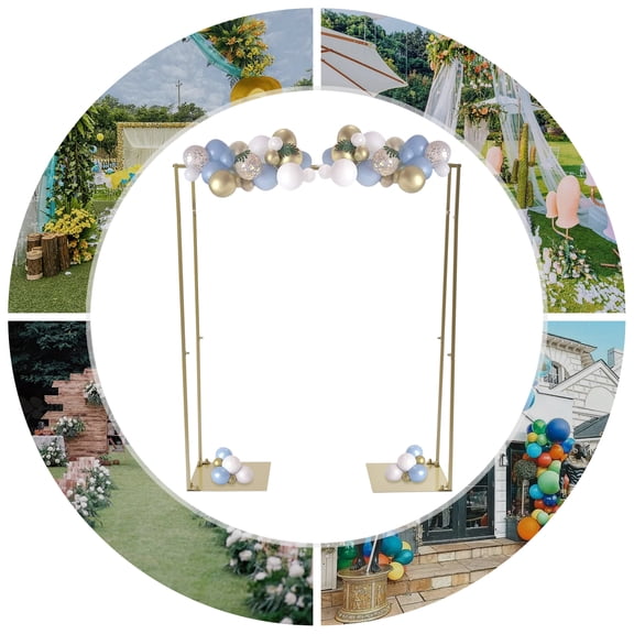 1.2m/3.9ft Height Square Golden Metal Wedding Arch Backdrop Arch Stand Kit for Wedding Party Decoration
