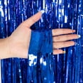 thumbnail image 1 of 1* 2m Blue Tinsel Foil Fringe Curtains, Metallic Foil Tinsel Background Wall Decoration Fringe Light Rain Curtain for New Years Decorations Birthday Holiday Celebration Party Supplies, 1 of 9