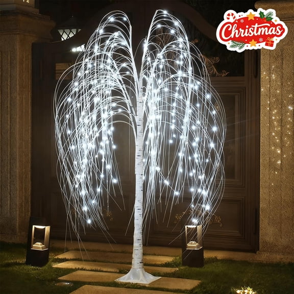 1.2m LED Willow Tree Lights, Xmas Warm Fairy String Lamp Decorations, for Indoor and Outdoor, Waterproof Landscape Ornaments for Yard, Lawn, Patio and Christmas Winter Family Celebration Layouts