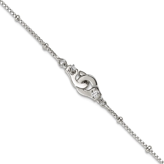 1.2mm 925 Sterling Silver Beaded Cubic Zirconia Interlinking Circles Plus 1in Extension Anklet 9 Inch Anklet for Women