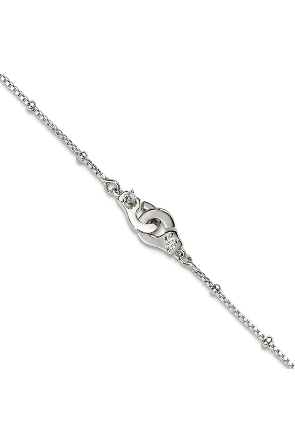 1.2mm 925 Sterling Silver Beaded Cubic Zirconia Interlinking Circles Plus 1in Extension Anklet 9 Inch Anklet for Women
