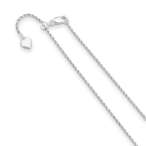 1.2mm 925 Sterling Silver Polished Lobster Claw Closure Adjustable Rope Chain Necklace 22 Inch - Chain Necklace for Wome