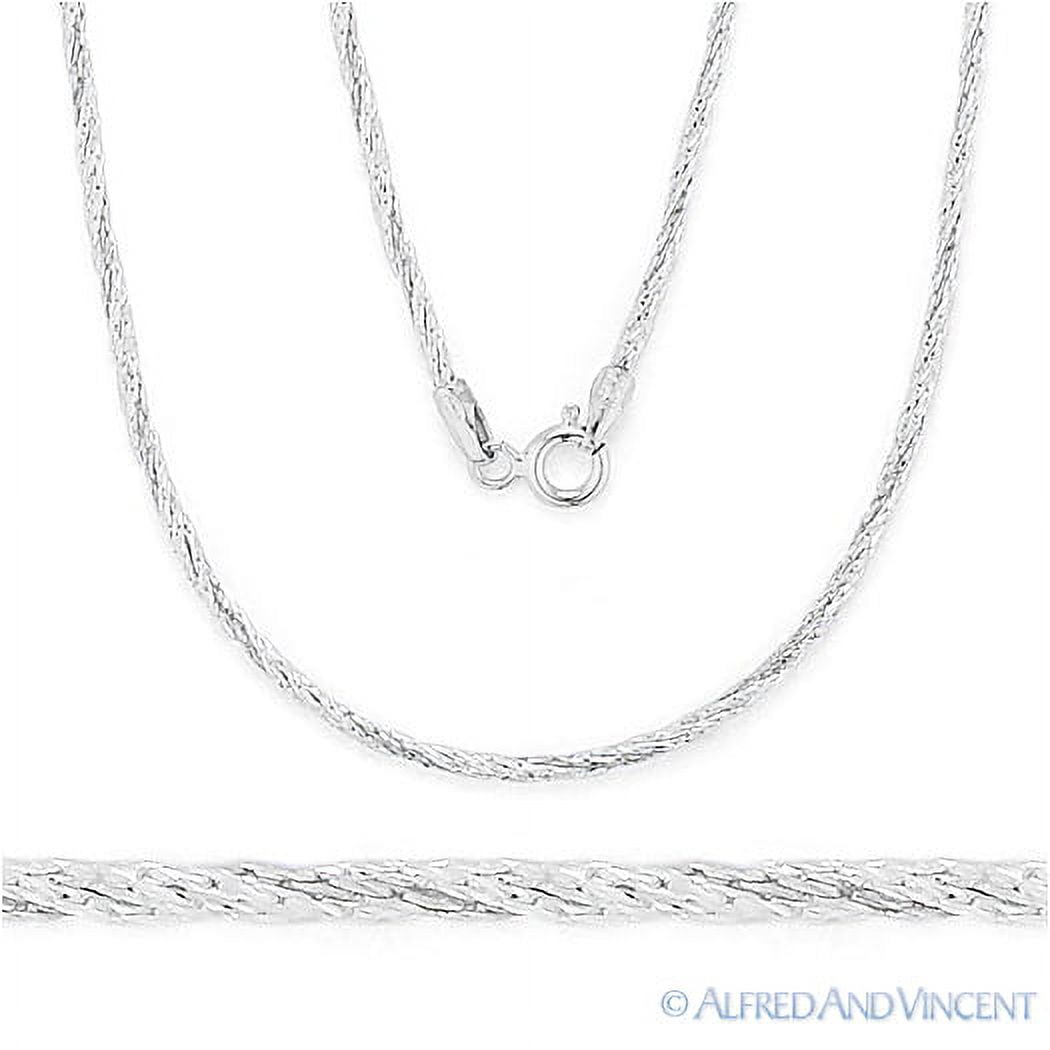 1.2mm Boston / Cardano Twist-Rope Chain Necklace in .925 Sterling Silver w/  Rhodium - Walmart.com