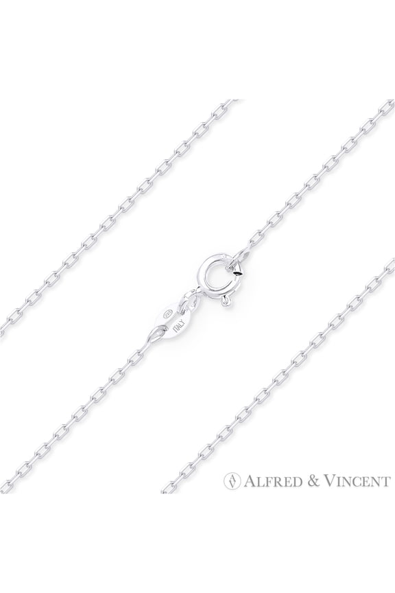 1.2mm D-Cut Anchor Cable Link Chain Necklace in .925 Sterling Silver