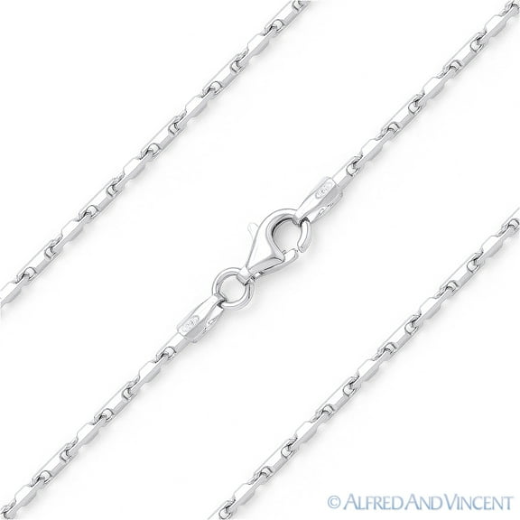 1.2mm Heshe Bar Link Italian Chain Necklace in .925 Sterling Silver