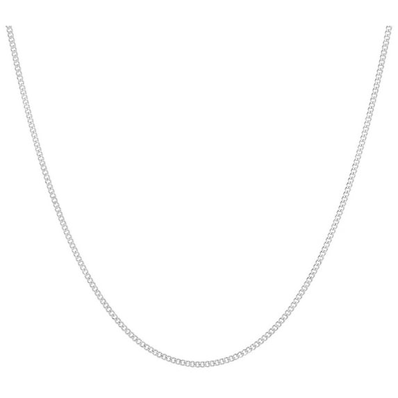 1.2mm Solid .925 Sterling Silver Flat Cuban Link Curb Chain Necklace, 22 inches