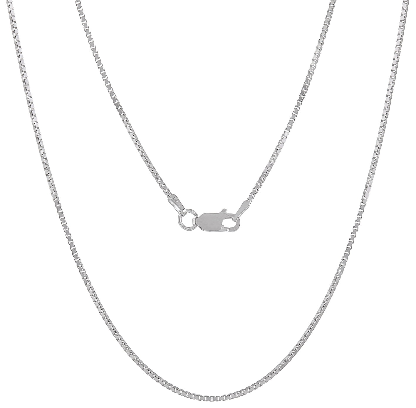 1.2mm Solid .925 Sterling Silver Square Box Chain Necklace 22