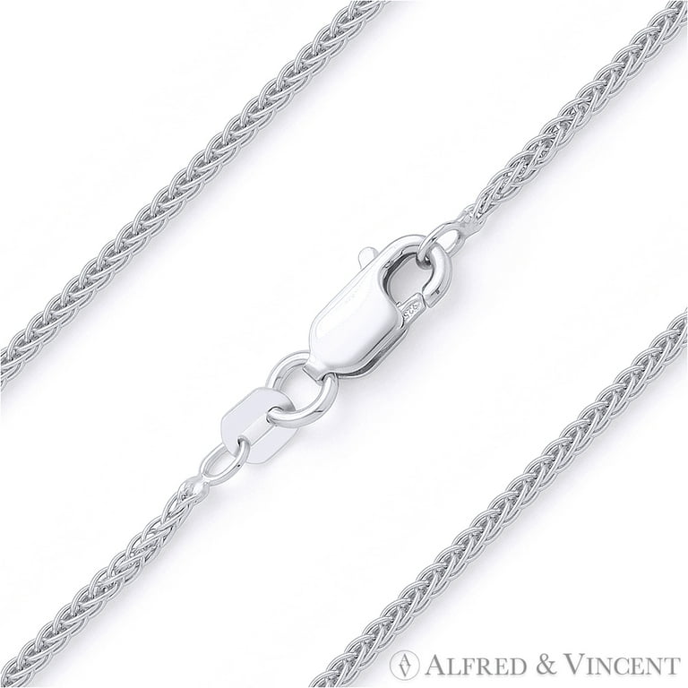 Wheat Chain Necklace 1.2mm Wide Rhodium on Sterling Silver Lobster Clasp Wheat Chain Necklace 1.2mm Wide Rhodium on Sterling Silver Lobster Clasp