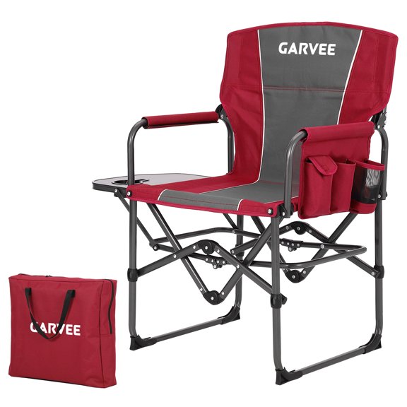 1/2pack Oversized Camping Directors Chair - Heavy Duty Aluminum Foldable Camping Chair with Cup Holders - Portable Lawn Chair with Side Table and Pocket for Adults, Beach, Fishing, Picnic