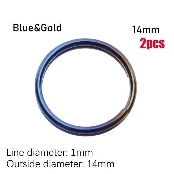 1/2pcs 10~32mm Circle Clip Camping Travel Goods Keyring Buckle Key Ring EDC Keychain Portable Holder BLUE&GOLD 14MM 2PCS