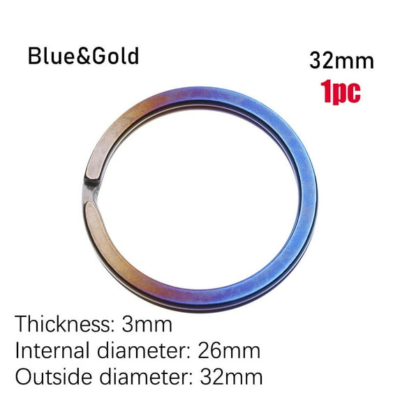 1/2pcs 10~32mm Circle Clip Camping Travel Goods Keyring Buckle Key Ring EDC Keychain Portable Holder BLUE&GOLD 32MM 1PC