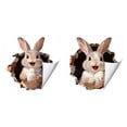 thumbnail image 1 of 1/2pcs Easter Rabbit Decal Ripped 3D Effect Sticker, Realistic 3D Rabbit Breaking Through Wall Waterproof Self-Adhesive, for Window Toilet Seat Home School Spring Easter Party Decoration, 1 of 9
