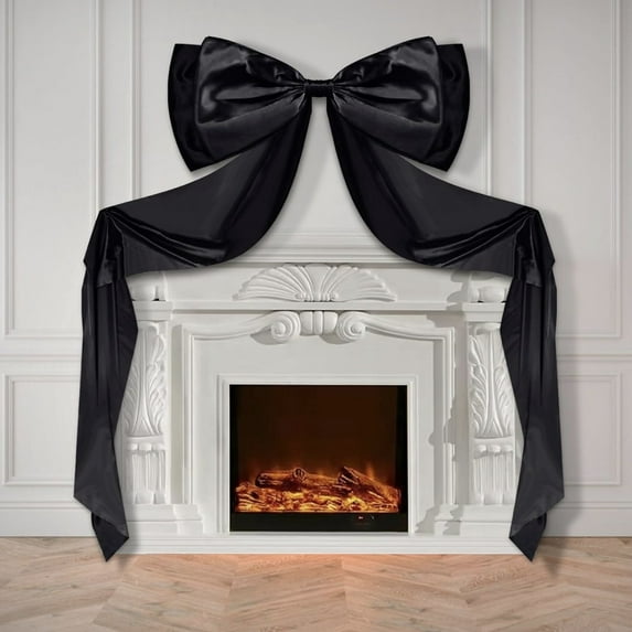 1/2pcs Giant Bow Decoration, 34.6×94.5 Inch, Large Bows For Decoration, Fabric Oversized Bow For Door, Black Or White Bow Decor for Weddings, Parties, Holiday Decor, Christmas Decorations