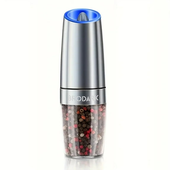 1/2pcs Gravity Electric Salt And Pepper Grinder Set, Battery Powered LED Light One HandAutomatic Operation