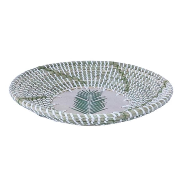 1/2pcs Handmade Hanging Wall Basket Round Woven Seagrass Hanging Decorative Tray