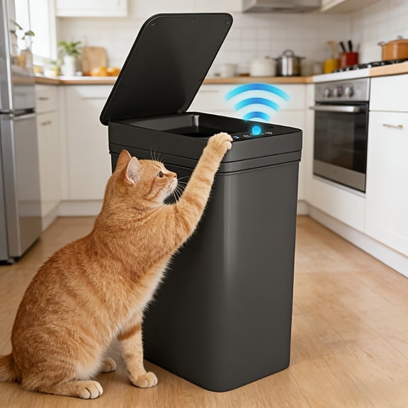 1/2pcs Large 3.17gal Automatic Sensor Trash Can - Touchless, Odor-Control, Locking Lid, Silent Motion Sensor for Kitchen Home Office