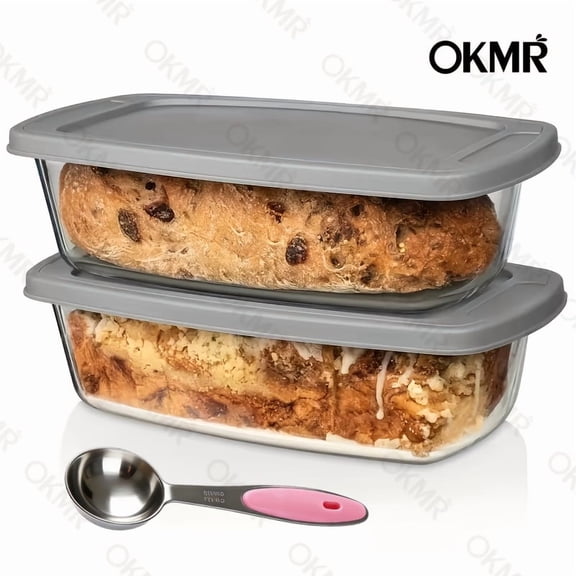 1/2pcs Large-Capacity Glass Baking Dish with Lid, 60.87oz/1.9 Qt, with Handles, Stackable, Microwave & Oven Safe, for Baking Bread & Cakes, Airtight Storage Container, Rectangular Toast Pan