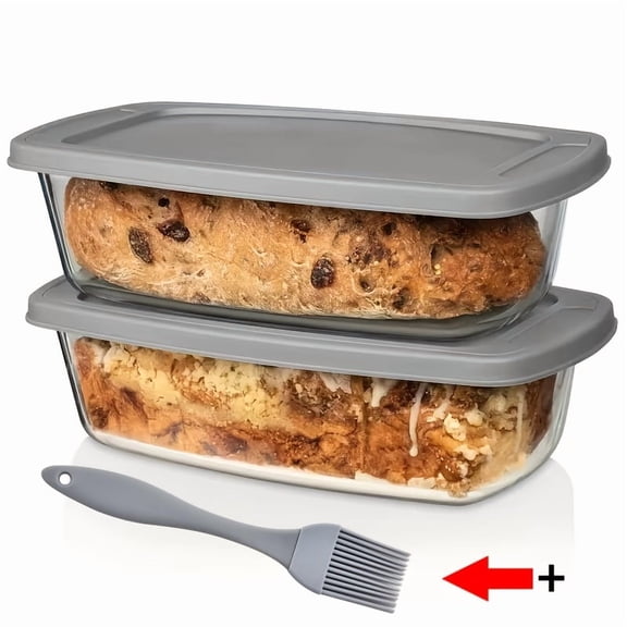 1/2pcs Large-Capacity Glass Baking Dish with Lid, 60.87oz/1.9 Qt, with Handles, Stackable, Microwave & Oven Safe, for Baking Bread & Cakes, Airtight Storage Container, Rectangular Toast Pan