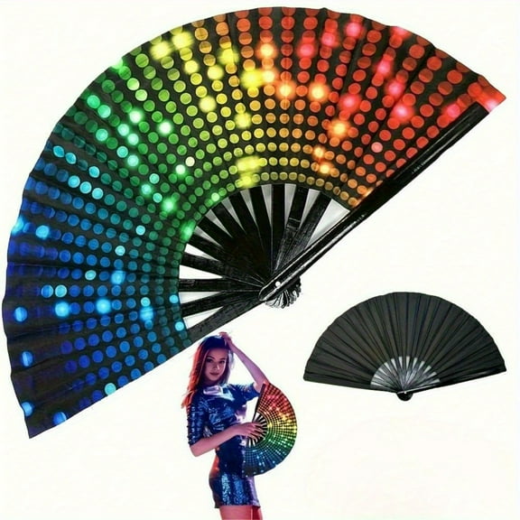 1/ 2pcs New generation of dance drum fans, Kung Fu fans, Bohemian style, foldable and portable design, hand-held fans for dance and performance.