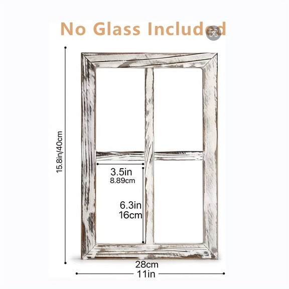 1/2pcs, Rustic White Wooden Window Frame Decor, Farmhouse Style Decorative Wall Shutters, No Glass, For Home & Outdoor Room Decor