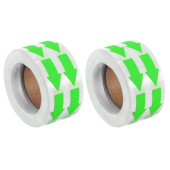1.2x0.6" Arrow Sticker, Adhesive Color Coding Decal, Bright Green 2000 Pack
