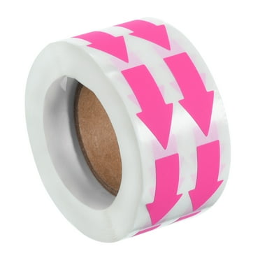 1.2x0.6" Arrow Sticker, Adhesive Color Coding Decal, Bright Pink 1000 Pack