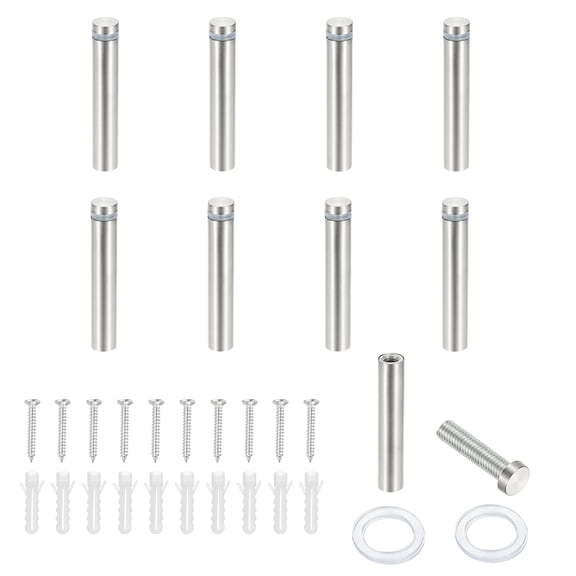 1/2x2.4" Standoff Screws, 8 Pack Stainless Steel Stand Off Wall Mounts Wall Sign Mounting Hardware Advertising Standoff Nail for Hanging Acrylic Signs Picture Frame, Silver