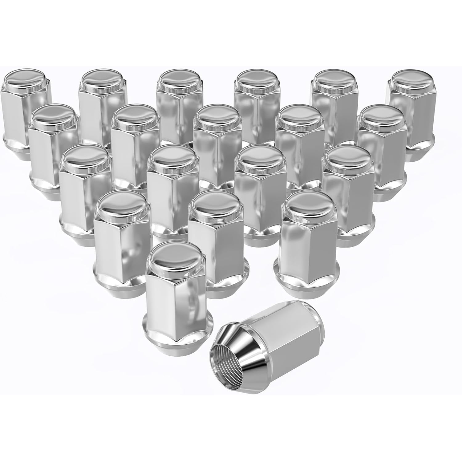 1/2x20 Lug Nuts 20pcs, Chrome 1/2''-20 Closed End Bulge Acorn Lug Nuts Set, 1.38" Tall 3/4" Hex One-Piece Solid Chrome OEM Factory Style Large Acorn Seat Wheel Nuts