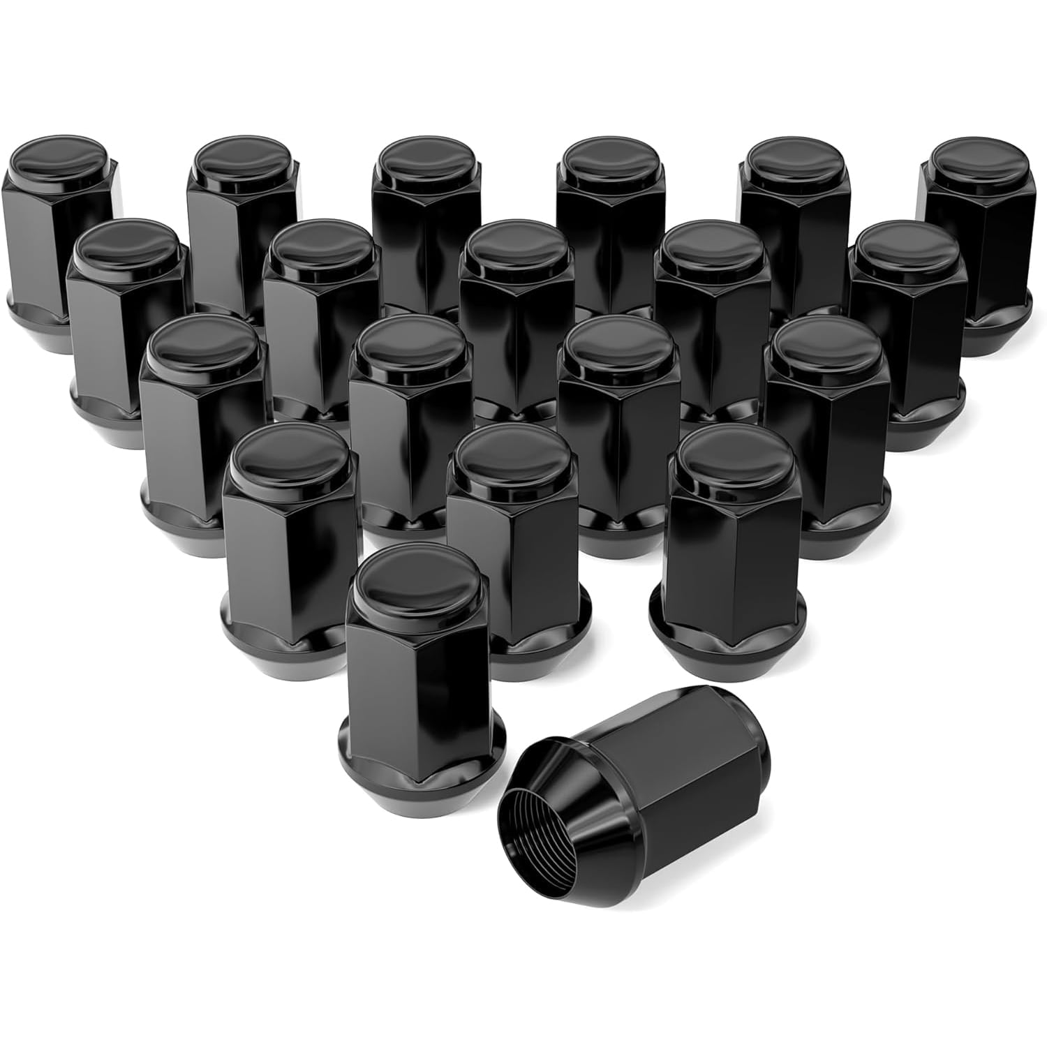 1/2x20 Lug Nuts Black 20pcs, Chrome 1/2''-20 Closed End Bulge Acorn Lug Nuts Set, 1.38" Tall 3/4" Hex One-Piece Solid Black OEM Factory Style Large Acorn Seat Wheel Nuts
