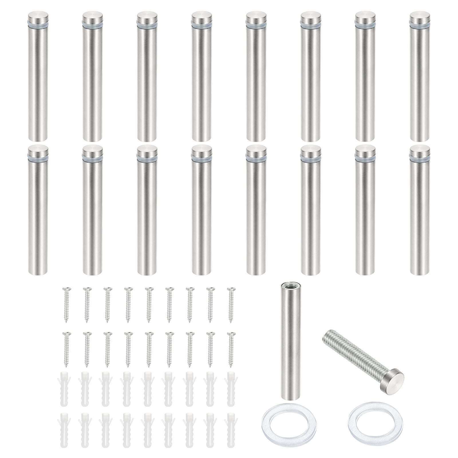 1/2x3.1" Standoff Screws, 16 Pack Stainless Steel Stand Off Wall Mounts Wall Sign Mounting Hardware Advertising Standoff Nail for Hanging Acrylic Signs Picture Frame, Silver