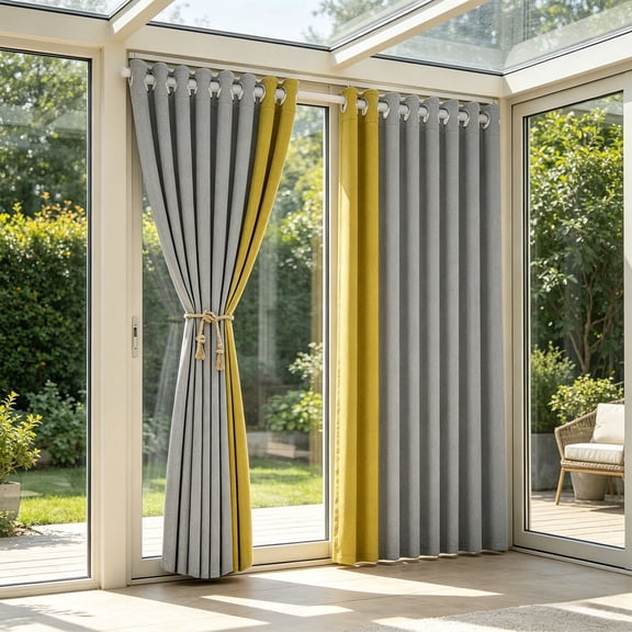 1.3×1.8m Outdoor Blackout Curtain, Waterproof UV Resistant Patio Sun Shade Curtain with Eyelet Top