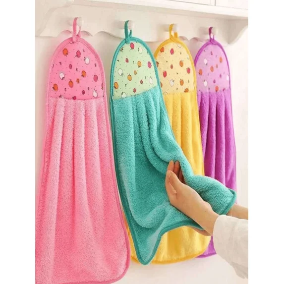 1/3/10pcs Coral Velvet Fleece Fingertip Towel Set - with Hanging Loop, Soft & Absorbent - For Hand Drying, Dishwashing, Bathroom Use - Tea Towel, Dishcloth - Kitchen/Bathroom Accessories