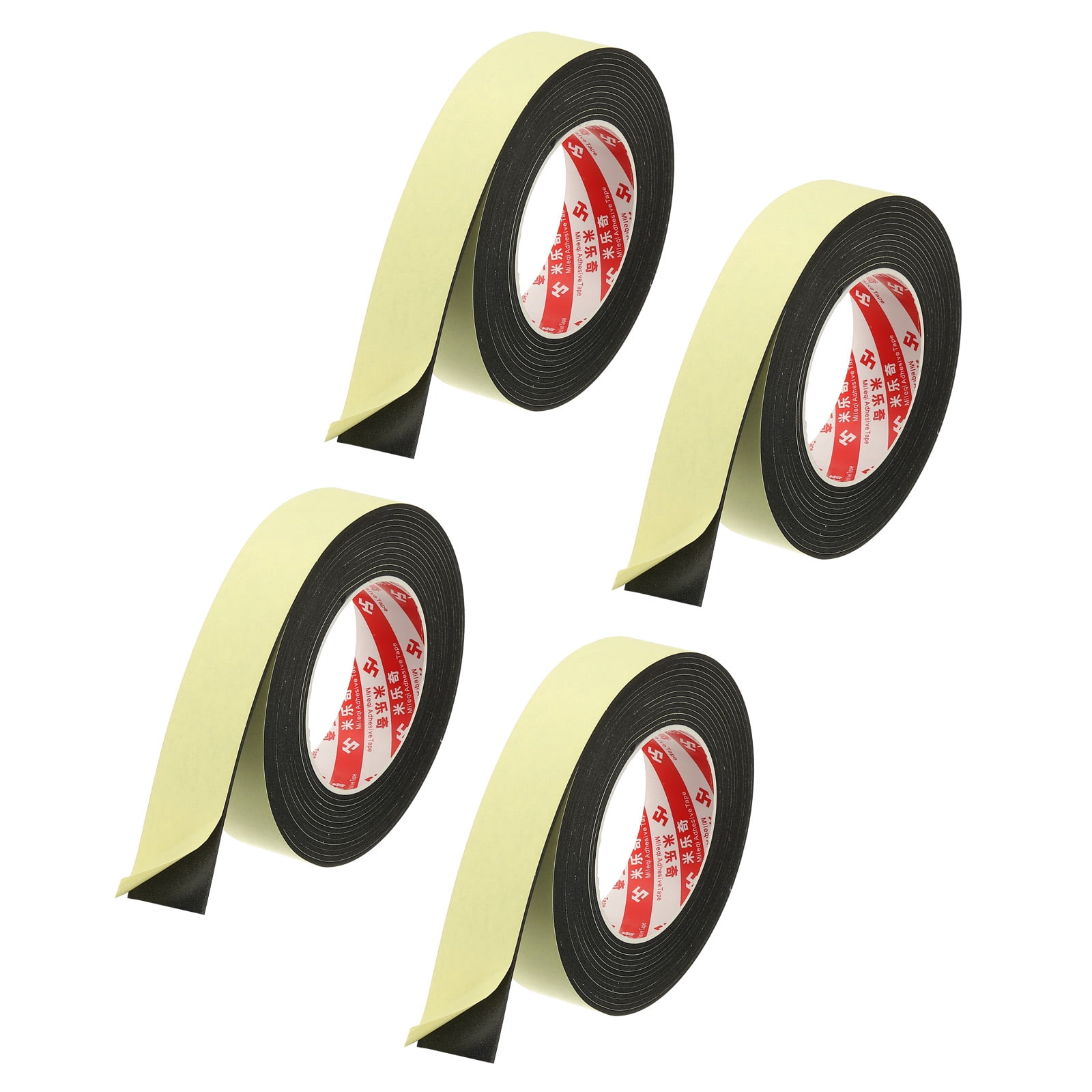 1 3/16 Inch x 16.4 Ft Weather Stripping Door Seal Strip, 4 Roll 2mm Thick EVA Self Adhesive Foam Seal Tape for Door Window Insulation, Black