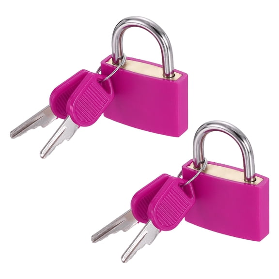 1-3/16" Small Locks with Keys 1.7" Length, 2Pcs Suitcase Locks ABS Covered Solid Brass Anti Rust Waterproof Mini Luggage Padlock for Backpack Gym Locker Cabinet Boxes, Rose Red
